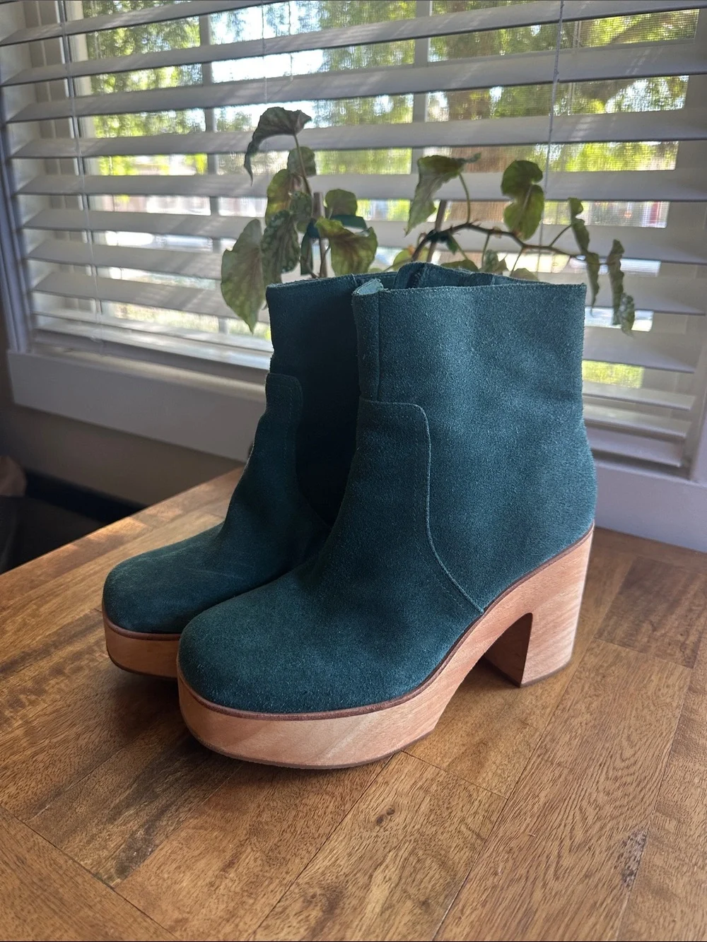 Women’s Charlotte Stone Paz in Emerald Green Suede Platform Ankle Boots